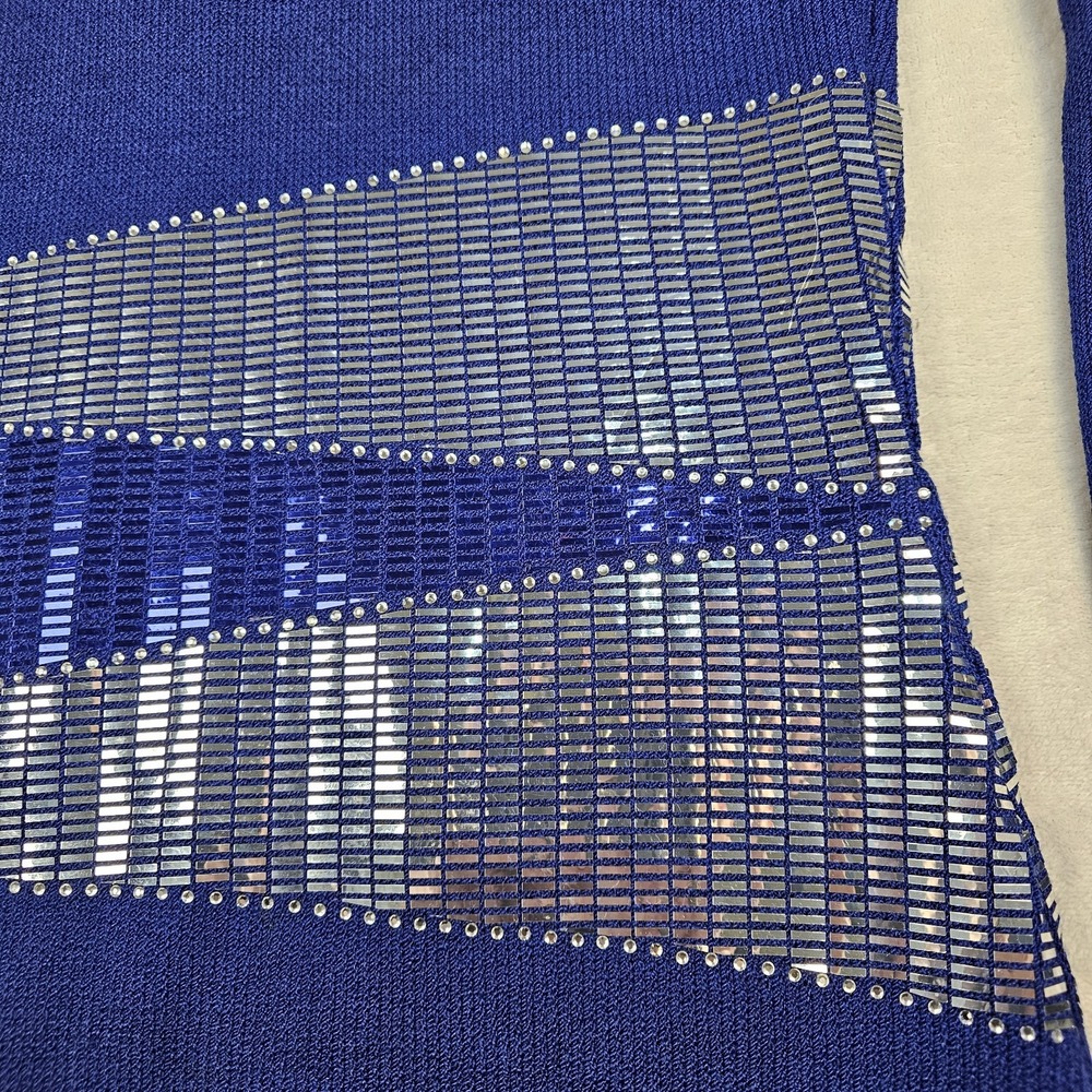 St. John Evening Sheath Dress Womens 8 Knit Mock Neck Sequin Long Sleeve USA - Picture 3 of 16